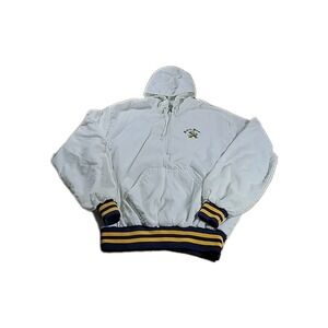 White Windbreaker Jacket with Striped Cuffs